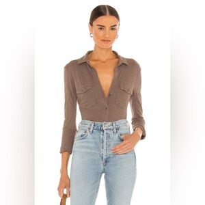 James Perse - Contrast Panel Shirt  in Hazel - xl